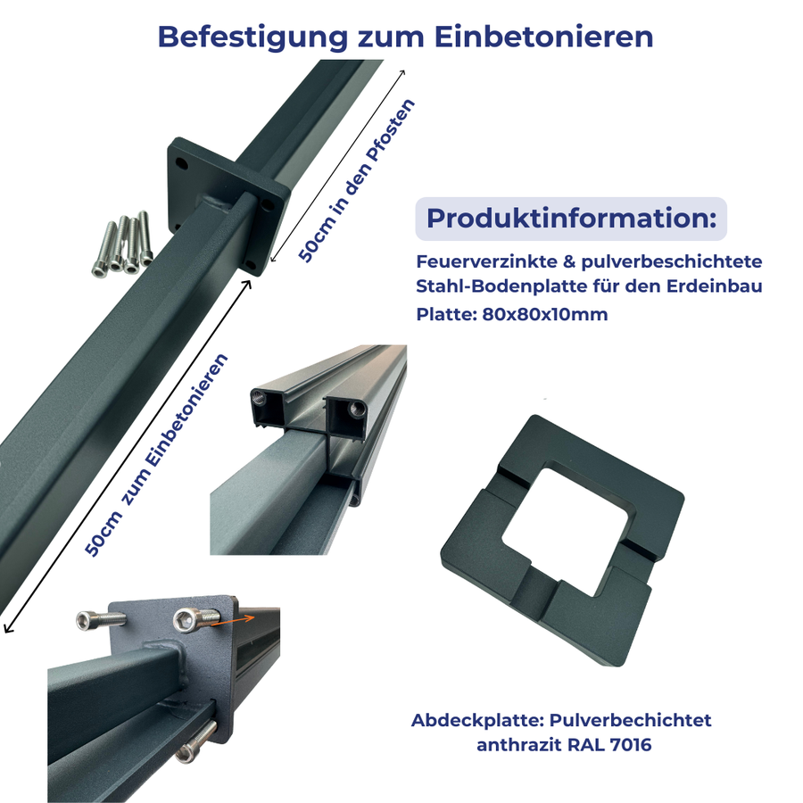 WPC Alupfosten zum Einbetonieren